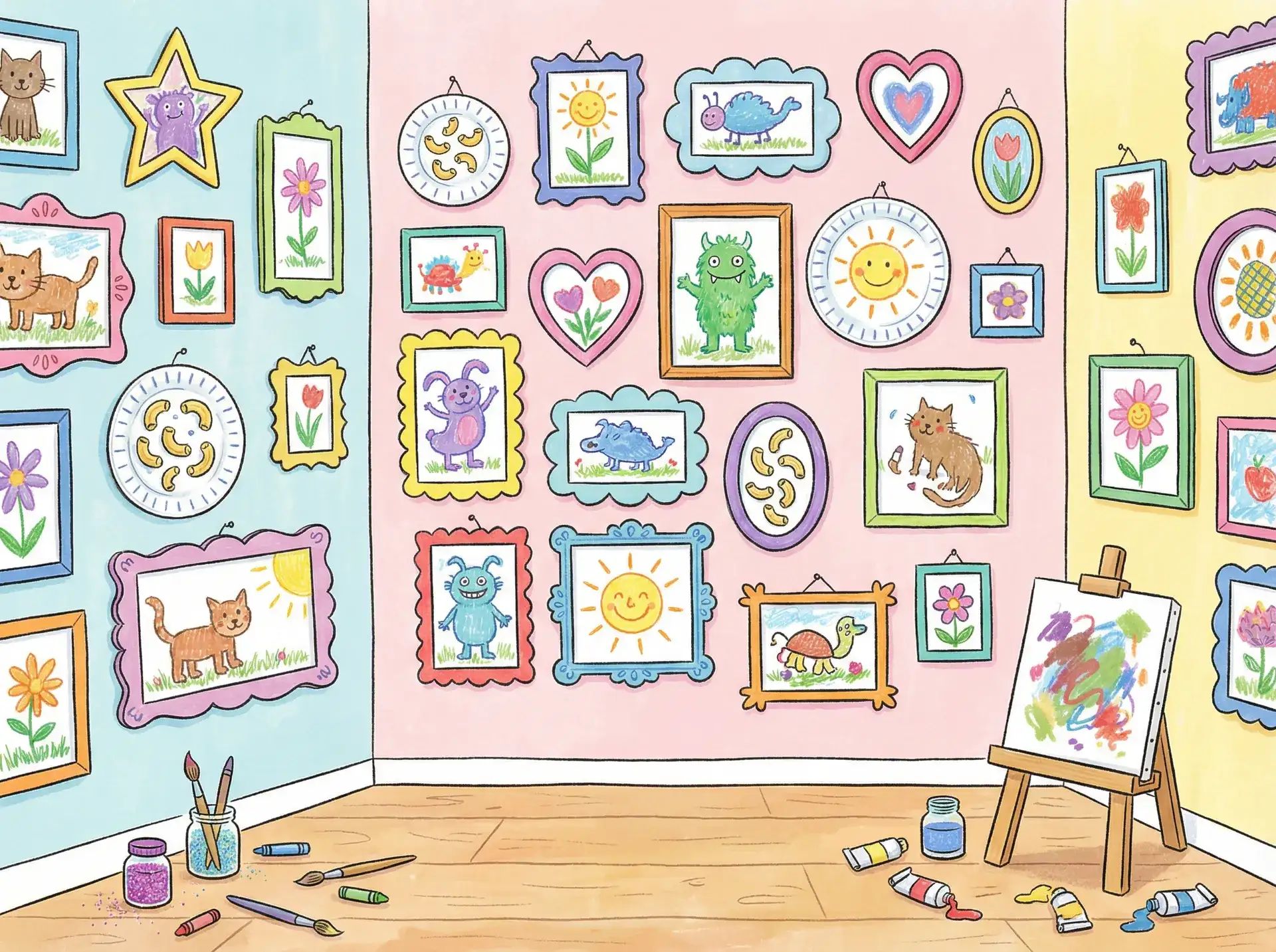 小朋友的彩色画作 - 野花免费观看高清视频 创意展示
